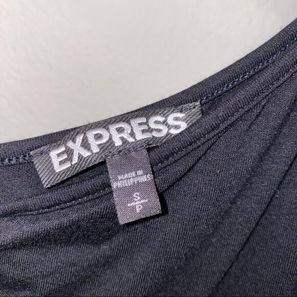 Express Dress black Mini one shoulder long flutter sleeve Size Small - Picture 5 of 5